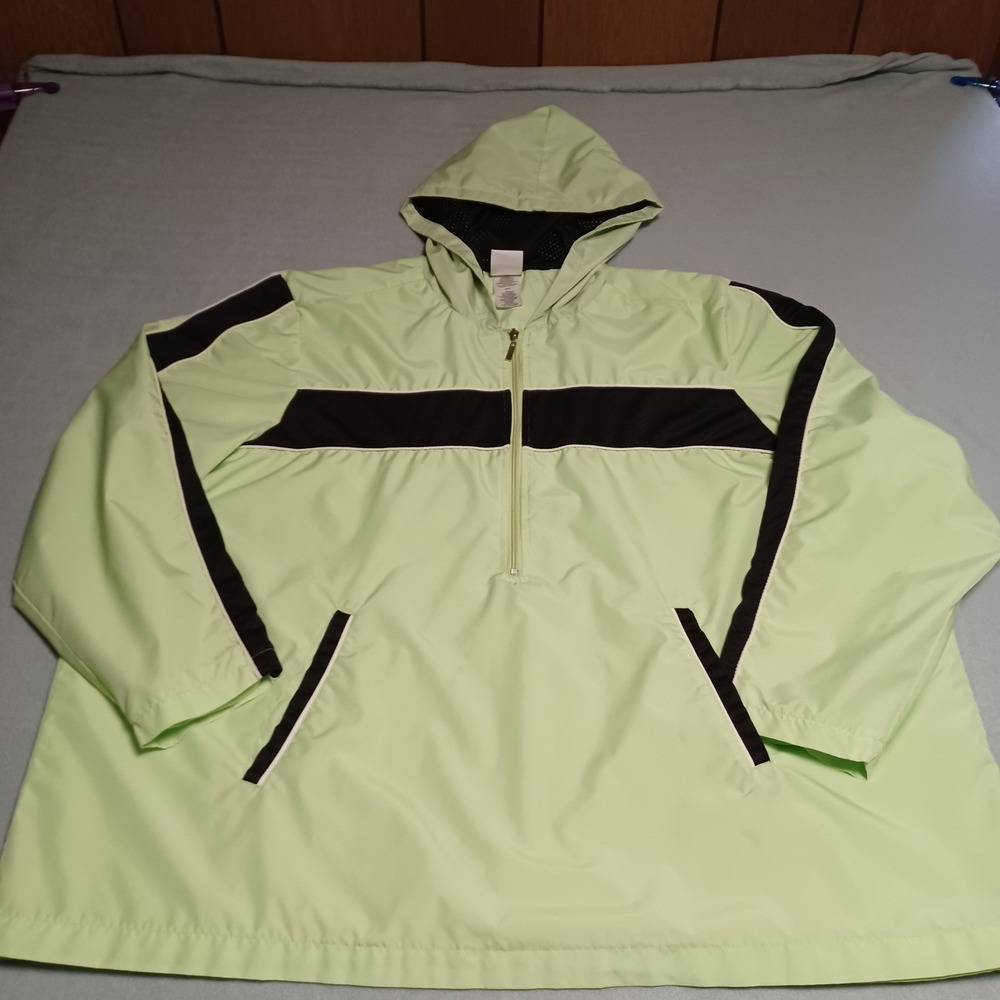 Just My Size Womens 22-24W Apple Green Half Zip Hooded Windbreaker Jacket JM5101